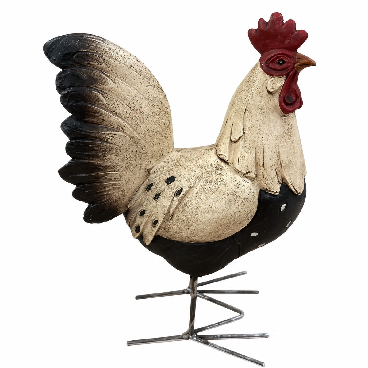 Hahn aus Polyresin Natur/Schwarz 11,5 x H20 cm Moderne Tierfigur Dekoratin für Wohnraum & Garten und für Innen- & überdachte Außenbereiche