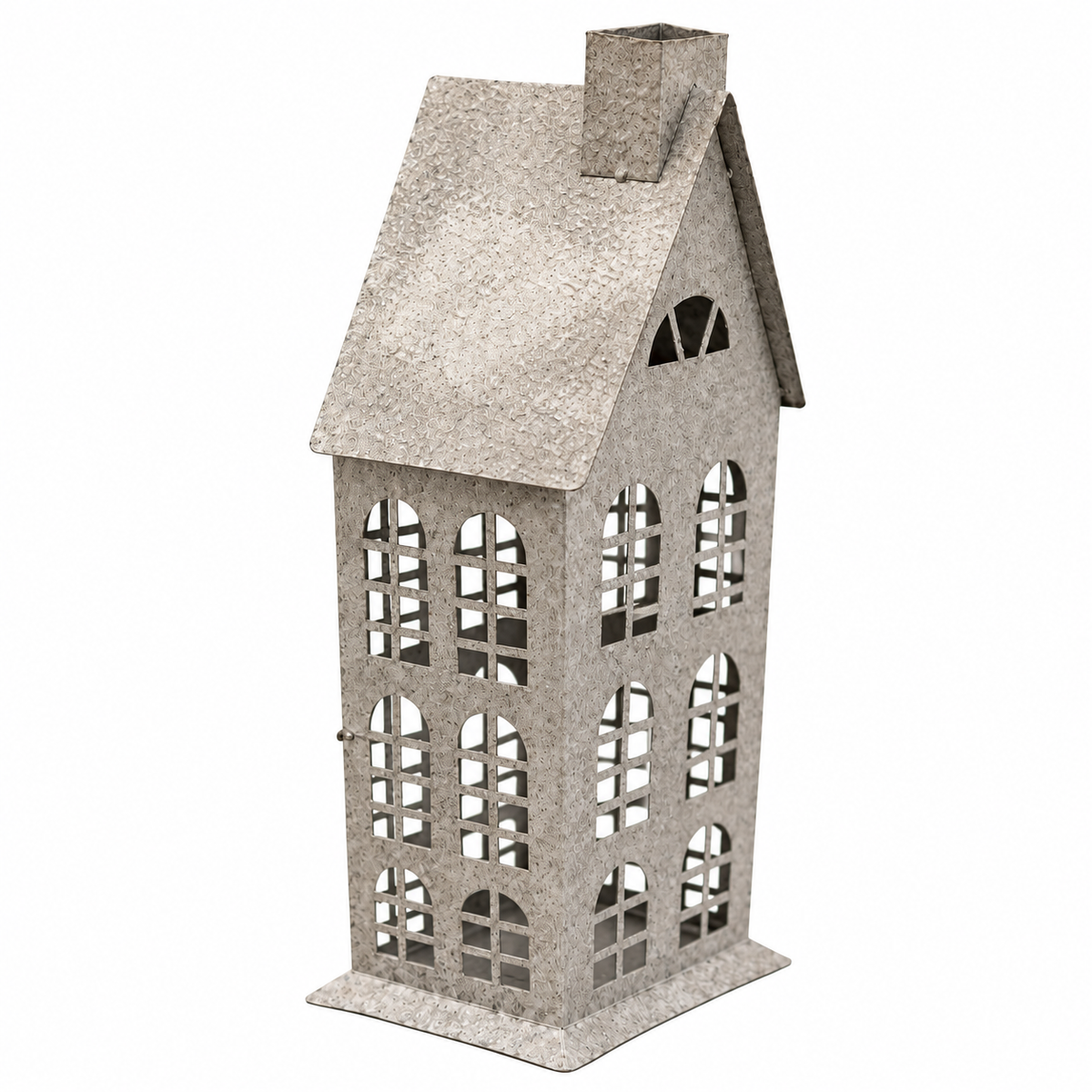 Haus Windlicht Laterne Metall natur-grau Gartenlaterne Deko-Laterne Landhaus Metalllaterne 18x12cm H60cm