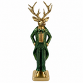 Polyresin Hirsch 30 cm in Metallic Grün – Dekorative Hirschfigur als Skulptur für Wohnbereich, Sideboard & Weihnachtsdeko