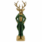 Polyresin Hirsch 30 cm in Metallic Grün – Dekorative Hirschfigur als Skulptur für Wohnbereich, Sideboard & Weihnachtsdeko