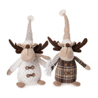 Deko-Hirsch 41 cm in Weiß & Braun – Dekorativer Stoffhirsch als Winterdeko, Weihnachtsdeko & Tischdekoration