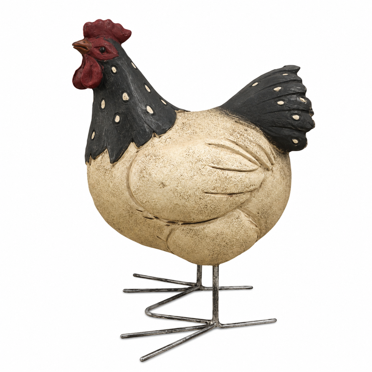 Huhn aus Polyresin Schwarz Natur 15 x H22 cm Moderne Tierfigur Dekoratin für Wohnraum & Garten und für Innen- & überdachte Außenbereiche