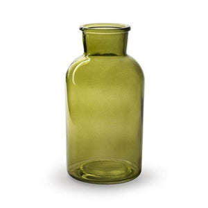 2x Glasflasche Vase grün Ø10cm H20cm Tischvase Flasche
