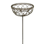 Korb am Stab Pflanzkorb Metall Ø30cm H116cm braun rostfarbend Pflanzschale Shabby Gartendeko Pflanztopf Rankstab