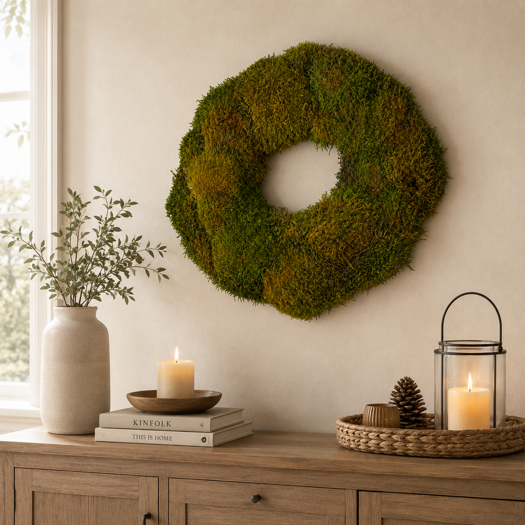 Kranz Lappenmoos Ø 35 cm Natur – Dekokranz aus echtem Lappenmoos – Türkranz, Wandkranz & Tischdekoration für Haus, Wohnung und Garten