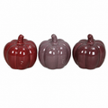 Kürbis 3farbig sort. Keramik Dolomit glänzend Herbstdeko Ø8+12cm H8+11cm Halloween 2Größen wählbar