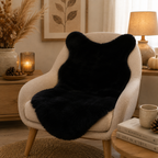 Fellteppich Kunstfell Schwarz 60 x 90 cm – Flauschiger Teppich für Wohnbereich & Schlafzimmer
