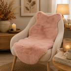 Fellteppich Kunstfell Beige 60 x 90 cm – Flauschiger Teppich für Wohnbereich & Schlafzimmer