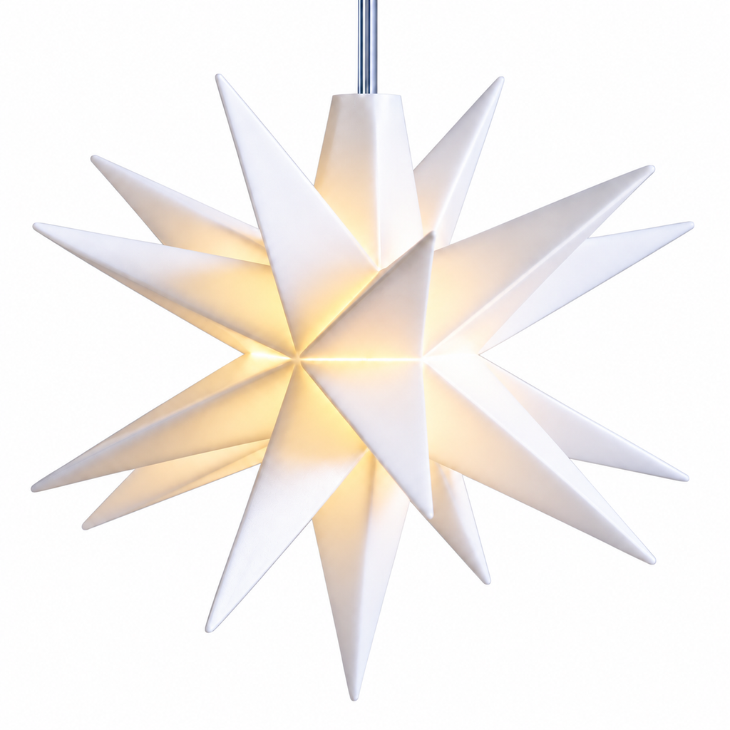 LED Mini-Stern 18 Zacken Ø 12 cm in Weiß – Batteriebetriebener Weihnachtsstern für Innen & Außen mit 6-Stunden-Timer