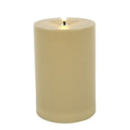LED Stumpenkerze Patio Beige Ø 10 cm – Outdoor LED Kerze mit warmweißem Flammeneffekt, Timer & Fernbedienungsfunktion – 3 Größen wählbar – Kunststoff – 3x AA Batterien