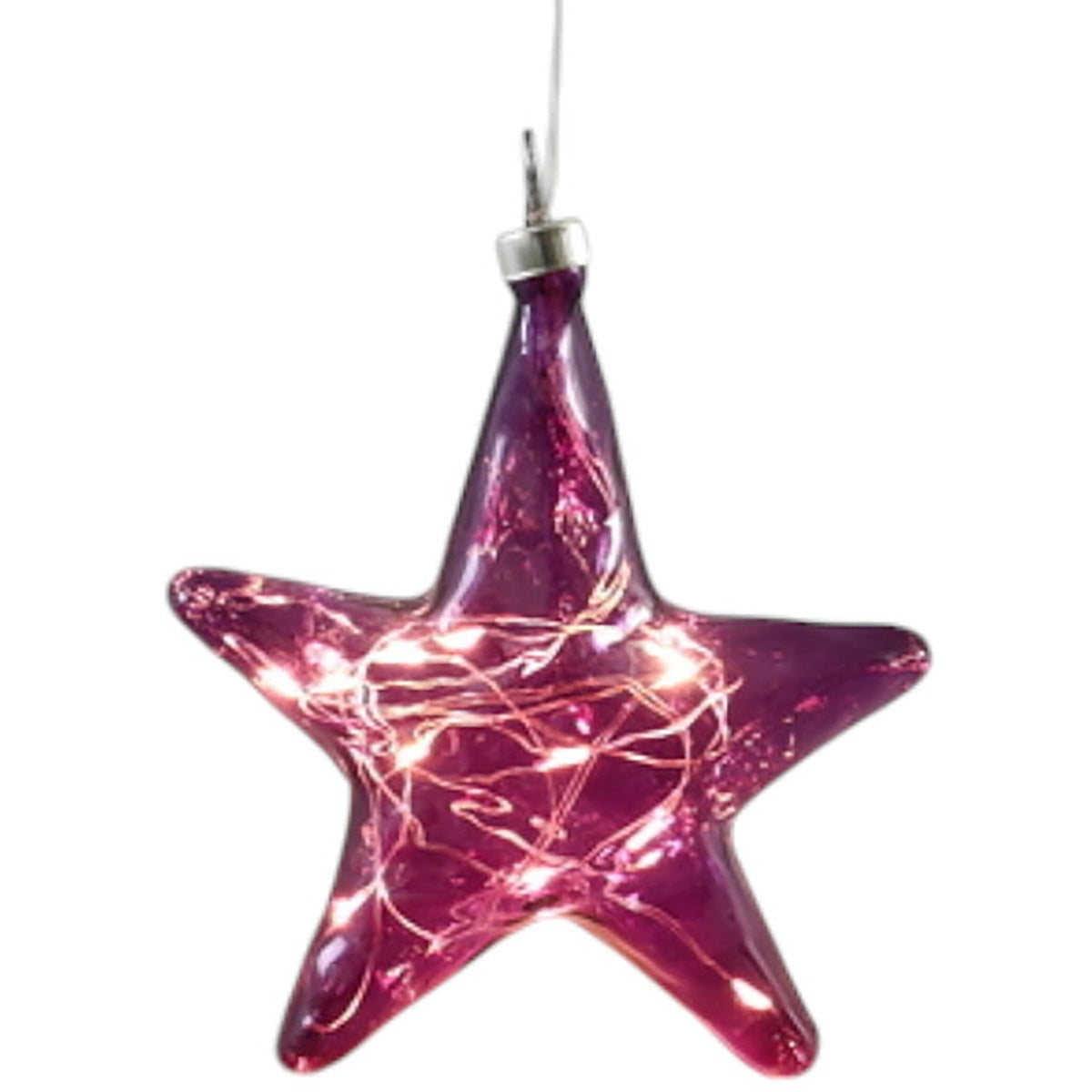 LED Stern Glas Ø12cm+Ø15cm violett 10LED Lichter transparent mit Timer Dekohänger Weihnachten Fensterdeko 2Größen wählbar