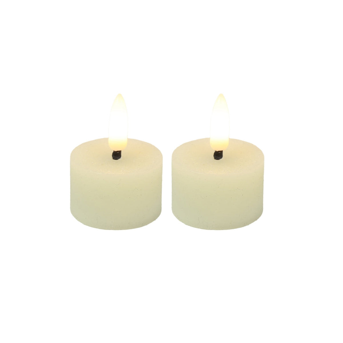 LED-Teelicht Rustikal Creme aus Wachs – 4 × 4 × 5,2 cm – Warmweißes LED-Kerzenlicht mit Timer – Dekoratives elektrisches Teelicht für gemütliche Beleuchtung