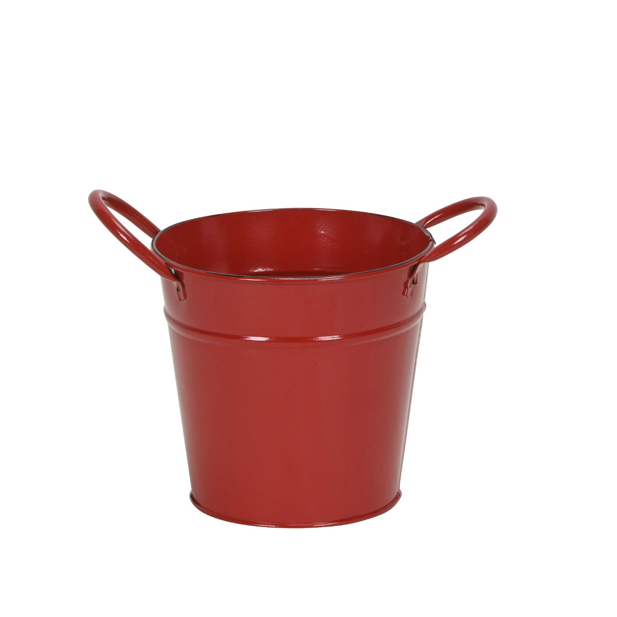 Metall Topf Übertopf Blumentopf Eimer mit Griff rot Ø13+19cm H12+18cm Pflanzgefäß 2Größen wählbar