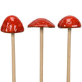 Pilz zum Stecken 3er-Set Rot – D6 x H24 cm aus Steinzeug – Dekopilze für Herbst, Weihnachten & Tischdeko