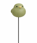 Lade das Bild in den Galerie-Viewer, Gartenstecker Vogel am Pick Keramik grün 2er Set Ø10cm H9,5cm + Stab 73cm Dekorativer Gartenstab mit Vogelmotiv
