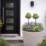 Lade das Bild in den Galerie-Viewer, Gartenstecker Vogel am Pick Keramik grün 2er Set Ø10cm H9,5cm + Stab 73cm Dekorativer Gartenstab mit Vogelmotiv
