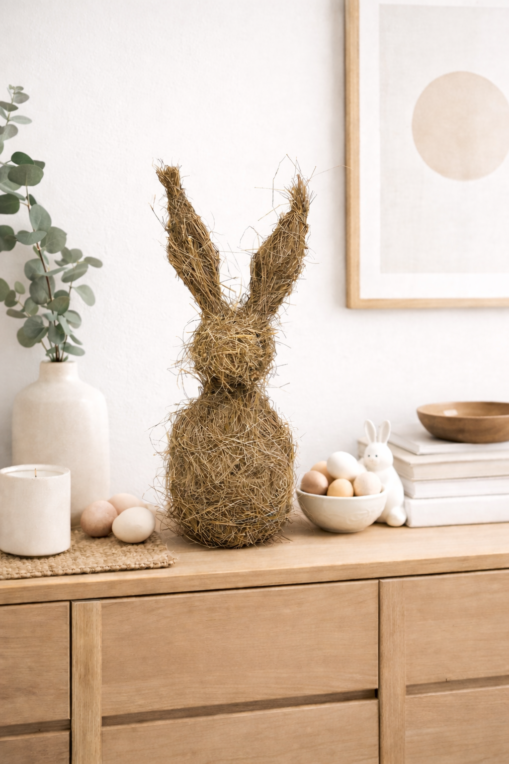 Hase WILLOW natur H60 cm aus Heu Dekofigur Große Natur-Deko aus Heu mit rustikalem Charakter und saisonalem Charme