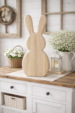 Lade das Bild in den Galerie-Viewer, Holz Hase natur H30cm /50cm/70cm Osterhase aus Paulowniaholz Dekofigur Natürliche Skulptur aus leichtem  Holz schlichtem Design Ostern 3Größen wählbar
