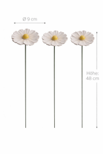 Lade das Bild in den Galerie-Viewer, Blüte Margerite Keramik 3erSet weiß Gartenstecker Ø7,5cm + Ø9cm Stab 48cm Stecker Blütenstecker Garten 2Größen wählbar
