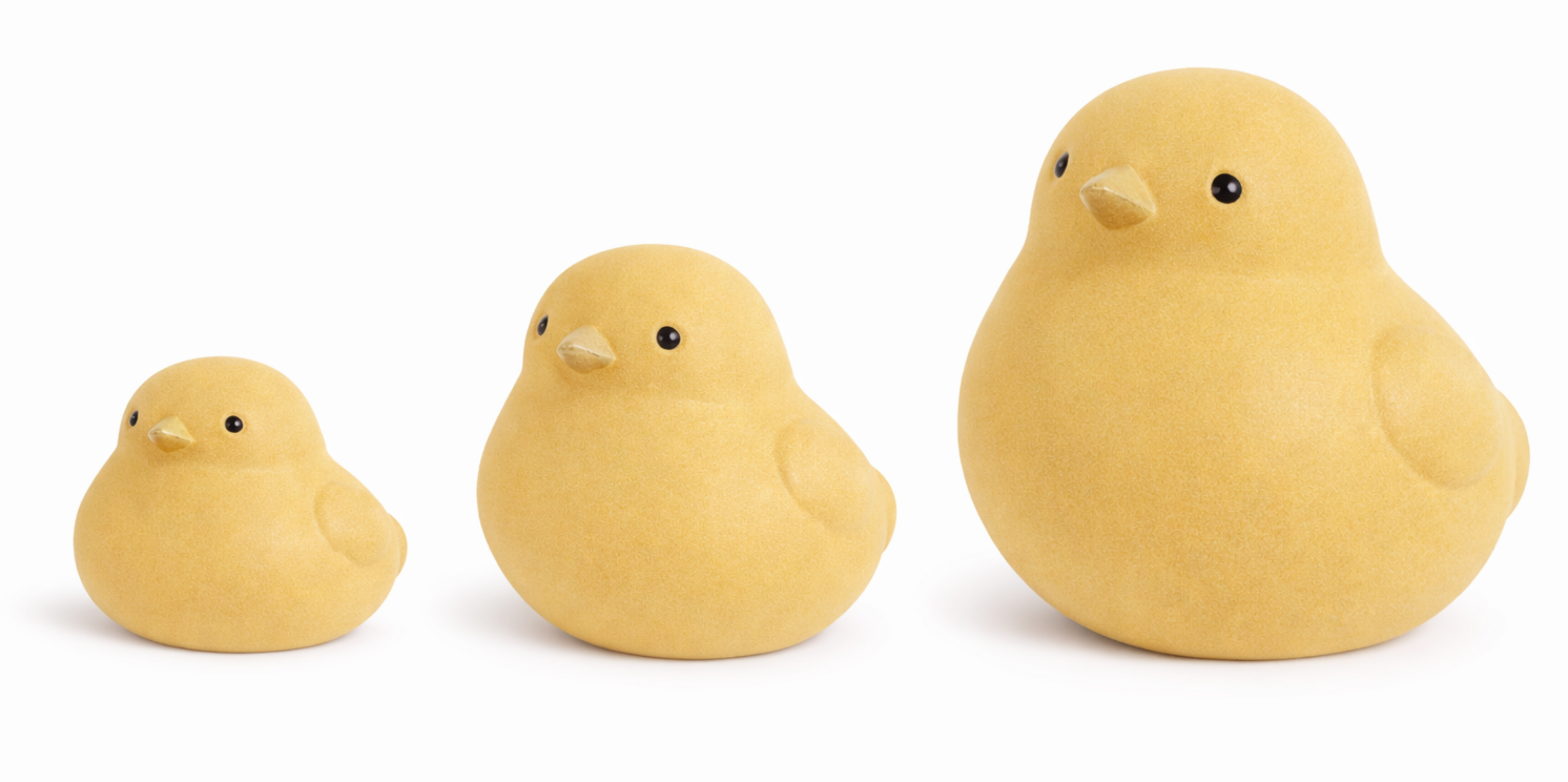 Vogel Keramik Dekofigur H12,5cm+ h18,5cm+H24cm Moderner Dekovogel in gelb – Wohnraum- & Tischdekoration 3Größen wählbar