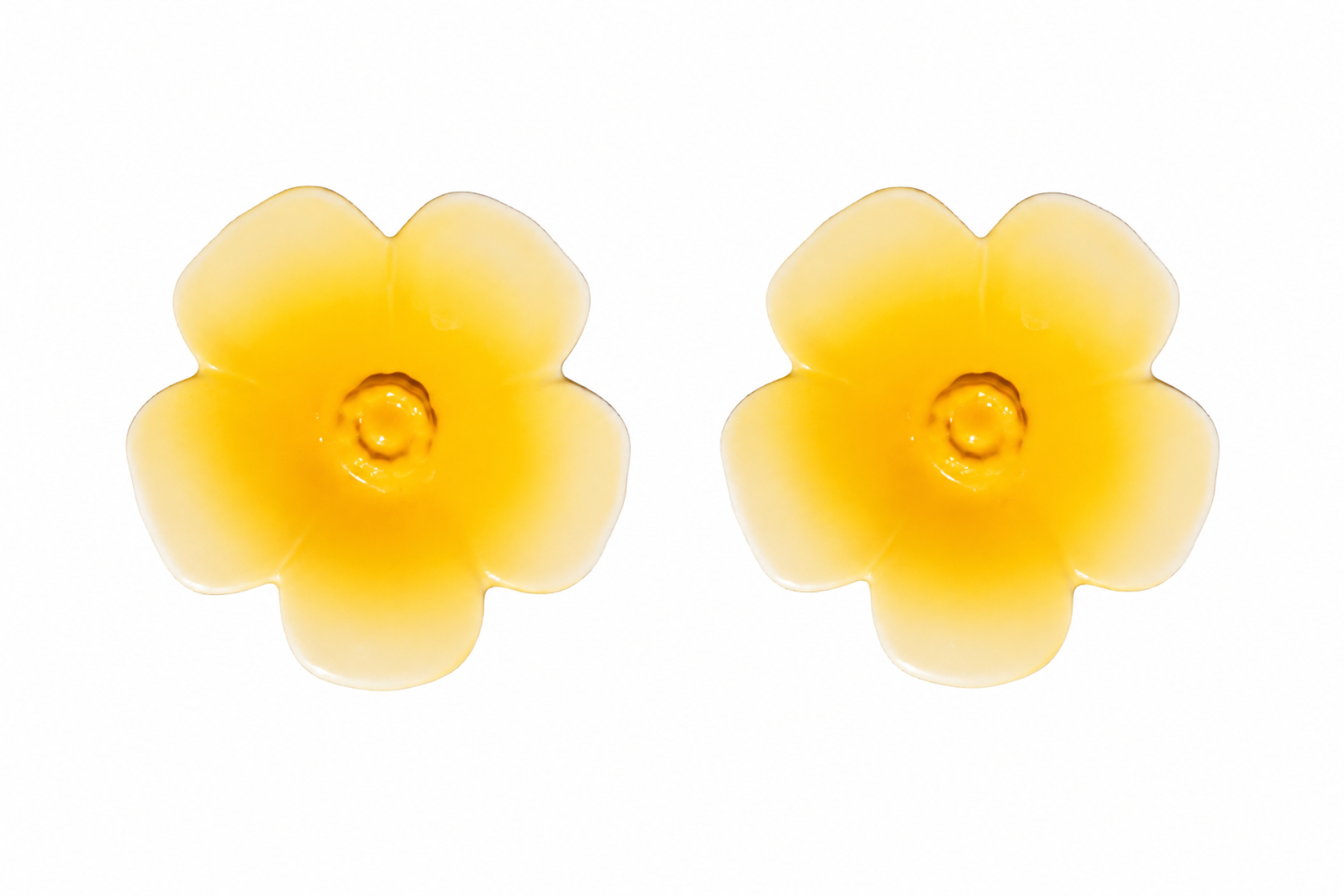 Schwimmende Blüte aus Porzellan weiß/gelb glänzend Deko-Wasserblume 2er Set Teichdekoration für Miniteich Wasserschale Gartenteich und Terrasse Ø10cm H3,5cm
