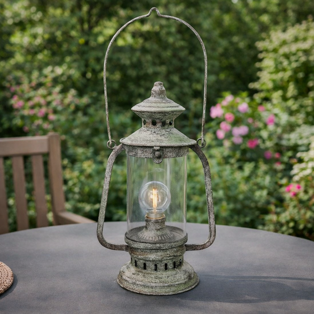 Laterne Metall natur ArtFerro LED Gartenlaterne Deko-Laterne Landhaus Metalllaterne 18x13cm H31cm