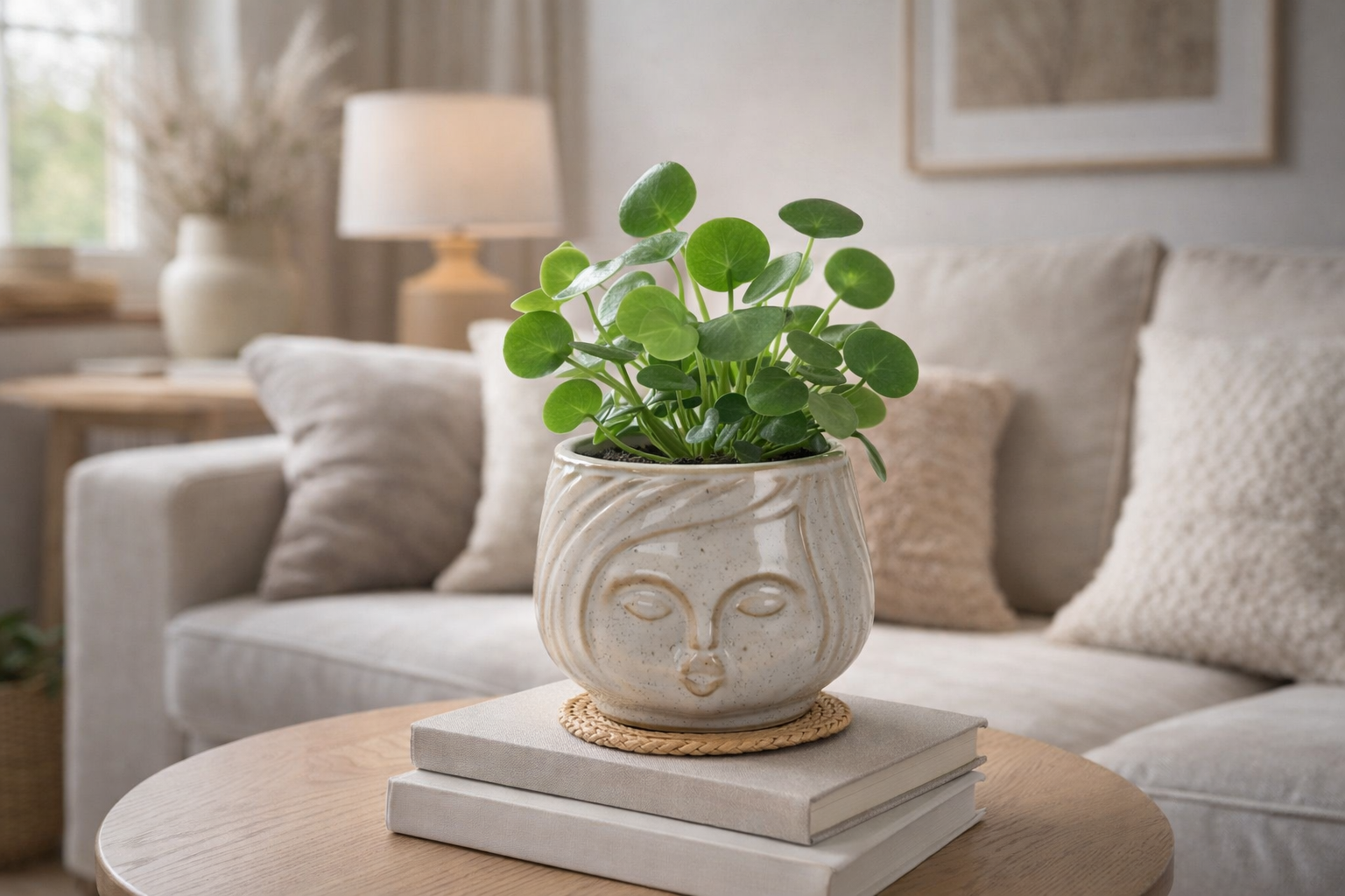 Topf Keramik creme Gesicht Blumentopf Übertopf Ø8+12+14cm 3Größen wählbar