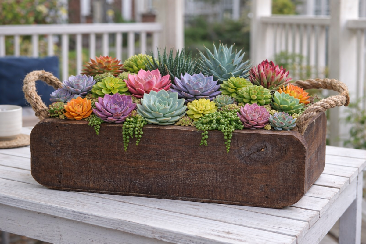 Pflanzkasten mit Griff Holzkasten dunkelbraun aus Echtholz 20x15cm+30x – finehomegarden