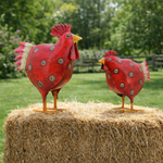 Lade das Bild in den Galerie-Viewer, Huhn Hahn Metall Deko 2fach sort. H16cm + H23cm Figuren rot Outdoor Dekoration Ostern 2Größen wählbar
