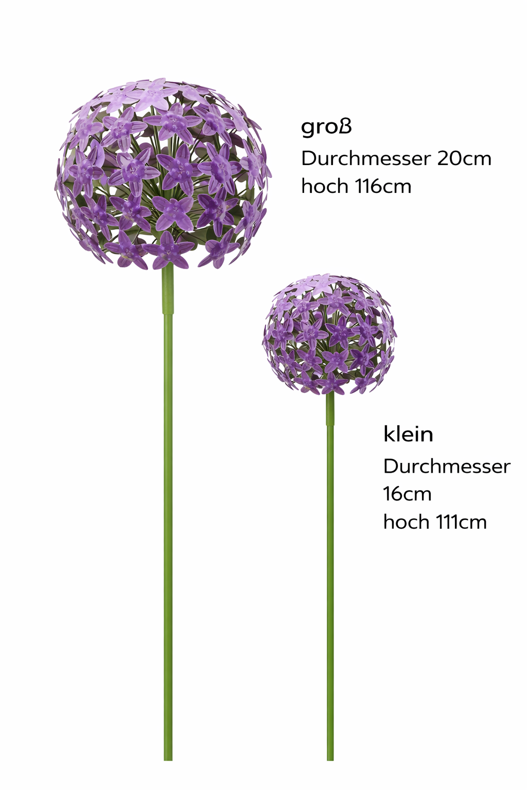Allium Stecker Metall Ø16+20cm Gartenstecker lila 2erSet