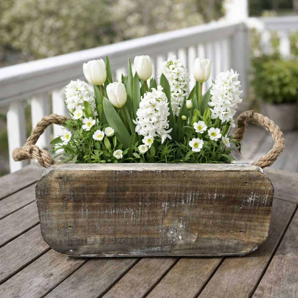 Pflanzkasten mit Griff Holzkasten natur aus Echtholz 20x15cm+30x15cm+40x15cm H9,5cm Natürliche Holzkisten rechteckig Shabby Vintage Antik Look Deko Pflanzkiste zum Bepflanzen oder Dekorieren 3Größen wählbar