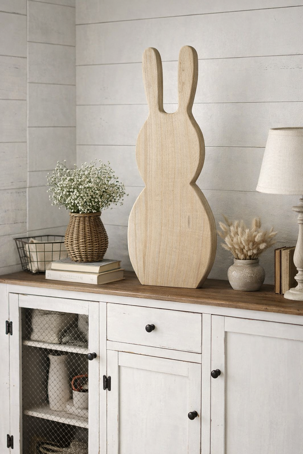 Holz Hase natur H30cm /50cm/70cm Osterhase aus Paulowniaholz Dekofigur Natürliche Skulptur aus leichtem  Holz schlichtem Design Ostern 3Größen wählbar