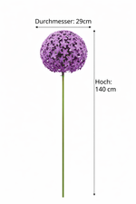 Lade das Bild in den Galerie-Viewer, Gartenstecker Metall Allium XXL Deko lila "ArtFerro" Blütenkugel Ø29cm H140cm

