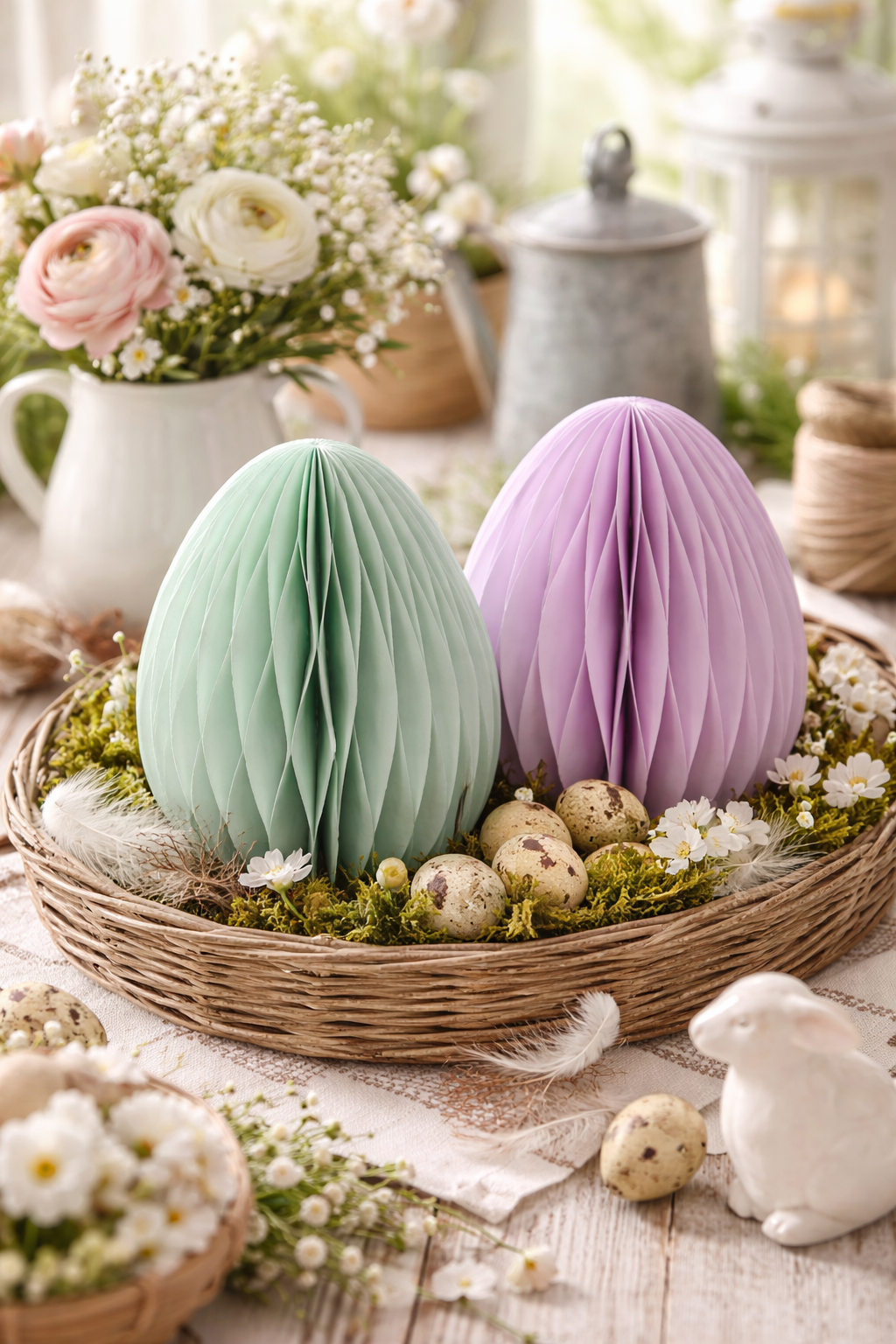 Osterei Waben-Optik Ø13cm H15cm 2farbig sort. Osterschmuck Papier&Pappe mint/flieder