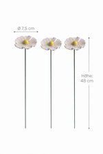Lade das Bild in den Galerie-Viewer, Blüte Margerite Keramik 3erSet weiß Gartenstecker Ø7,5cm + Ø9cm Stab 48cm Stecker Blütenstecker Garten 2Größen wählbar
