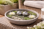 Lade das Bild in den Galerie-Viewer, Schwimmkugel 2fach sort. Silber Ø4cm/Ø6cm/Ø8cm Blüten Porzellan Gartendekoration Schwimmende Deko Kugeln für Teich, Brunnen &amp; Wasserschalen Elegante Garten Deko 3Größen wählbar
