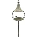 Futterplatz Vogeltränke Metall grau ArtFerro 22x19cm H143cm Gartenstecker Garten