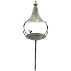 Futterplatz Vogeltränke Metall grau ArtFerro 22x19cm H143cm Gartenstecker Garten