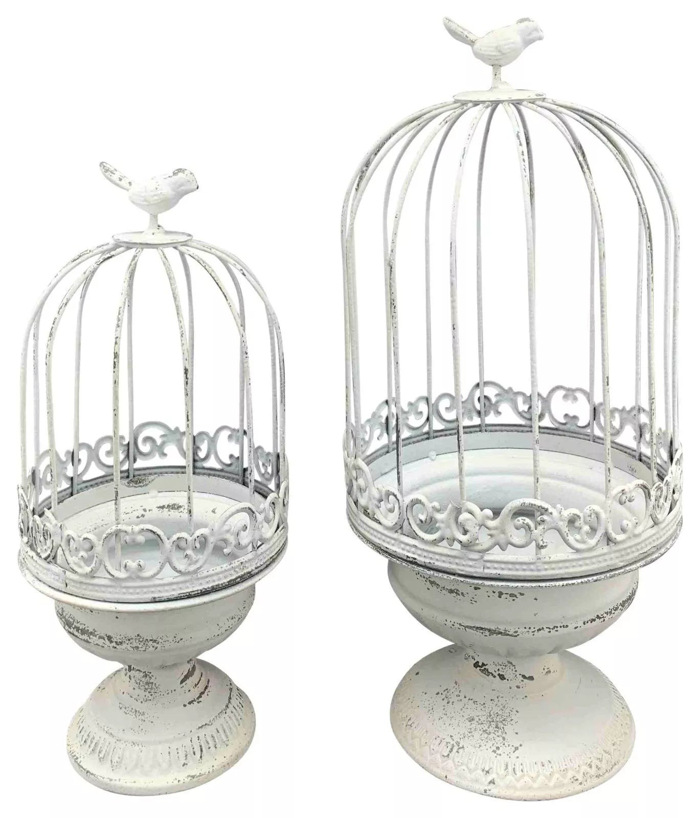 Pflanztopf Vogel Metall ArtFerro 2er Set H35/43cm Shabby Landhaus Garten