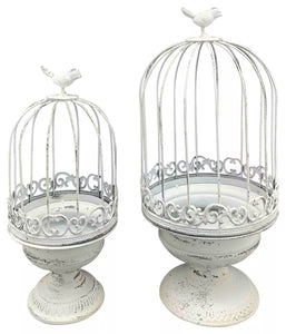 Pflanztopf Vogel Metall ArtFerro 2er Set H35/43cm Shabby Landhaus Garten