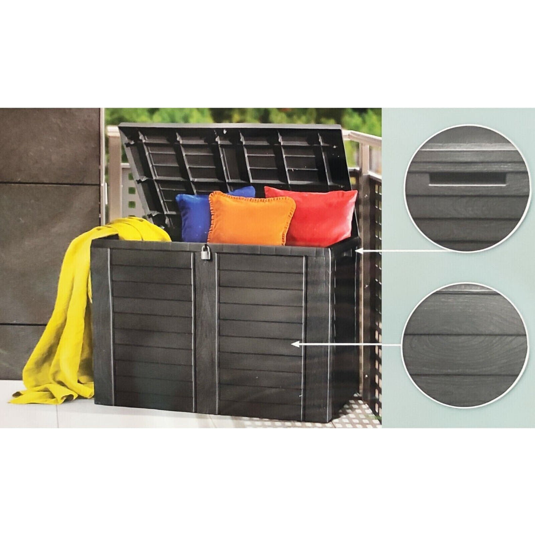 Auflagenbox Kissenbox 170 Liter Gartenkissen 75x44x43cm Gartenbox anthrazit