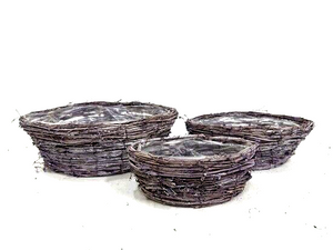Korb oval 3erSet braun/bordo Pflanzkorb Ø24x14+38x17+37x23cm