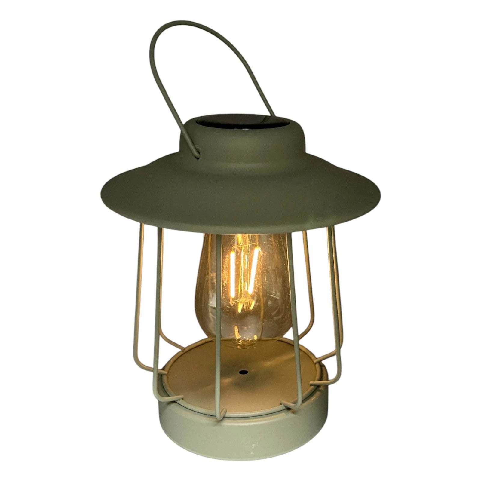 Solar Laterne Tischlampe LED 16x H19cm matt Oliv Metall Outdoor & Indoor Warmweißes Licht – Kabellos & Wetterfest