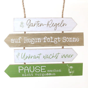 Spruchschild Holz B35cm H27cm Holzschild "Garten-Regeln" Garten Schild