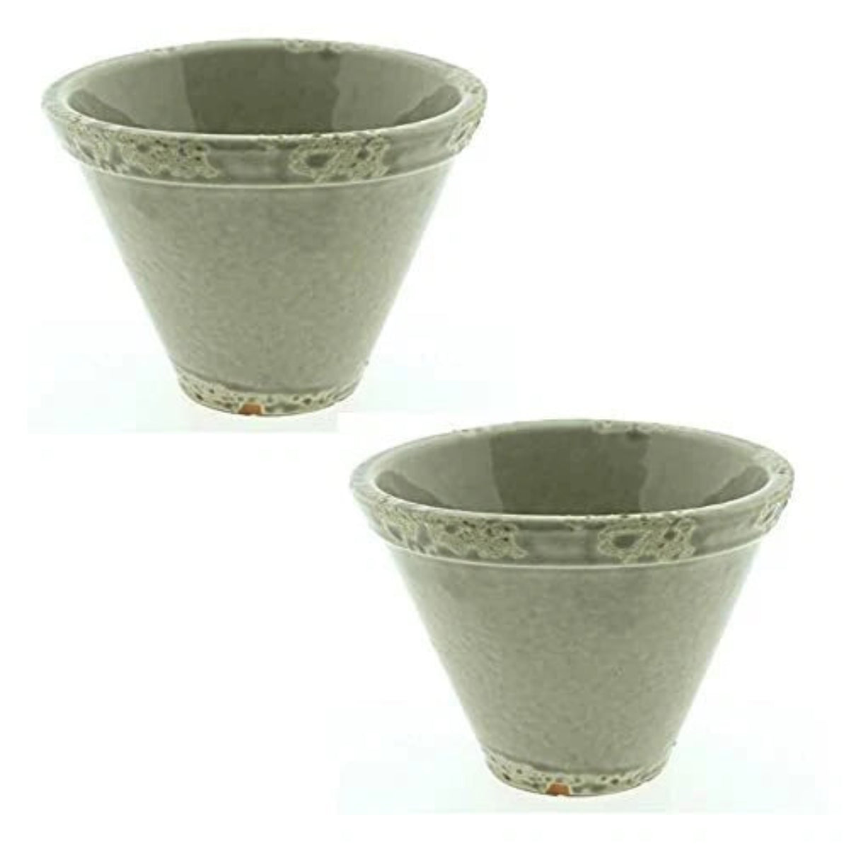 2x Übertopf Harztopf creme/grau Keramik Ø15,5 cm H11,5 cm