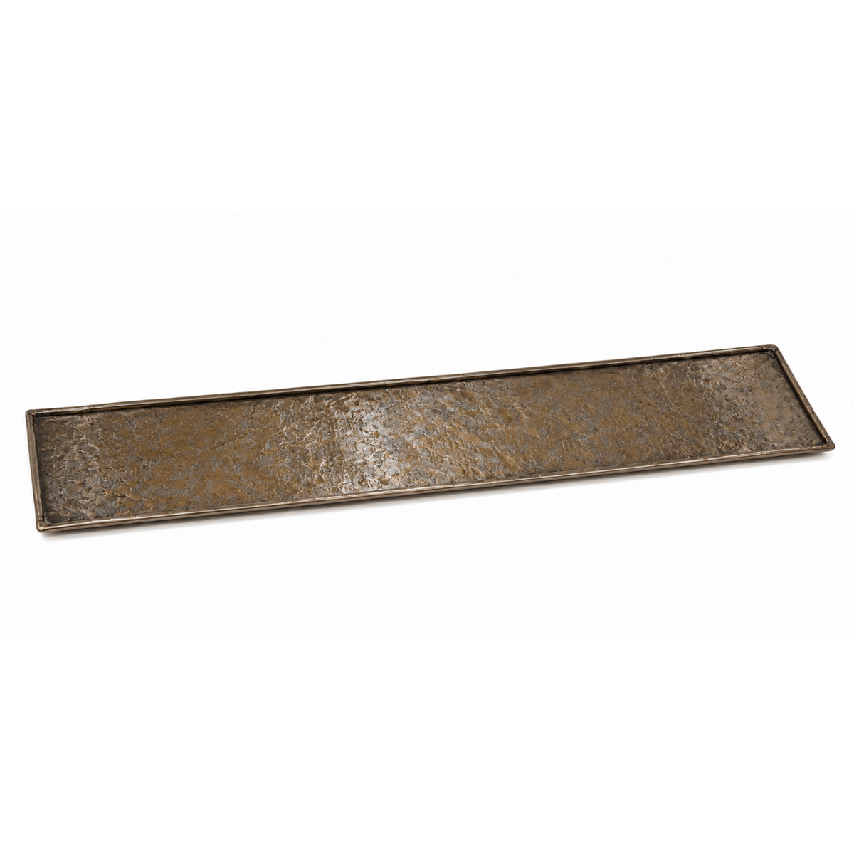 Tablett Messing Optik 80 x 15 cm – Rechteckiges Dekotablett aus Metall – Elegantes Wohnaccessoire für Kerzen, Vasen & Dekoration – Modernes Serviertablett im Vintage-Look