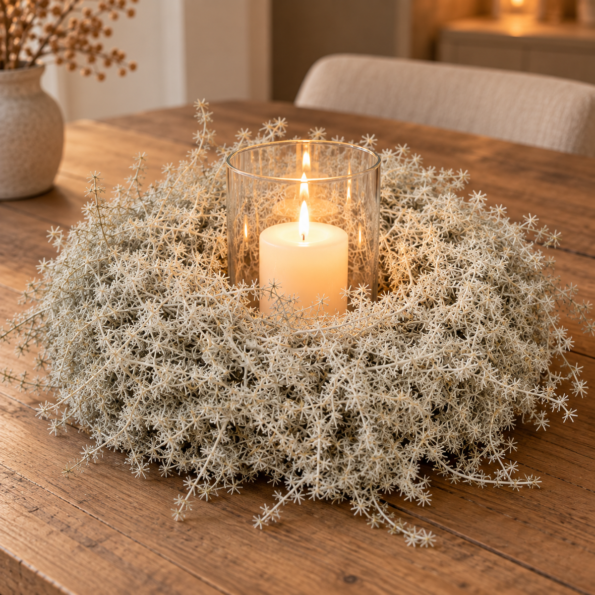 Asparagus Kranz 35 cm in Weiss – Dekorativer Herbstkranz aus Naturmaterial – Türkranz, Wandkranz & Tischdeko – Herbstliche Dekoration