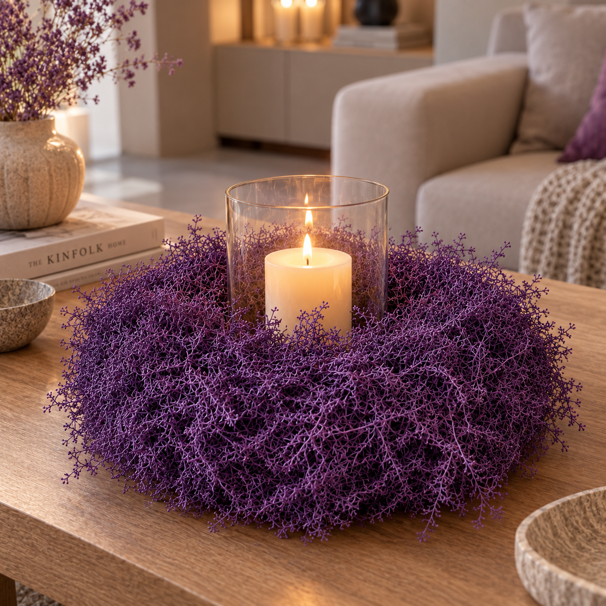 Iron Busch Kranz 35 cm in Aubergine – Dekorativer Herbstkranz aus Naturmaterial – Türkranz, Wandkranz & Tischdeko – Herbstliche Dekoration