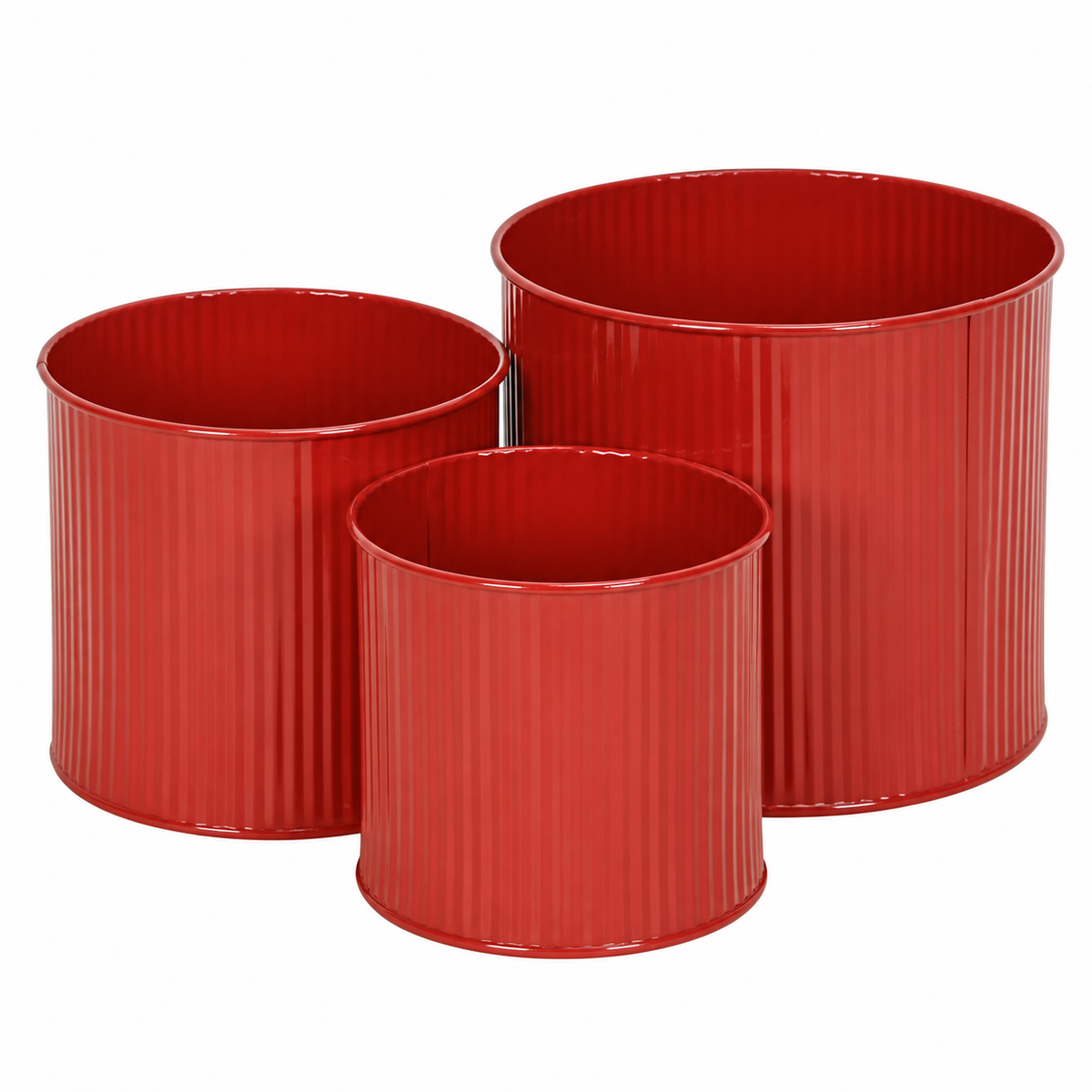 Metall Topf Übertopf Blumentopf 3er Set rot Ø11+13+16cm Pflanzgefäß
