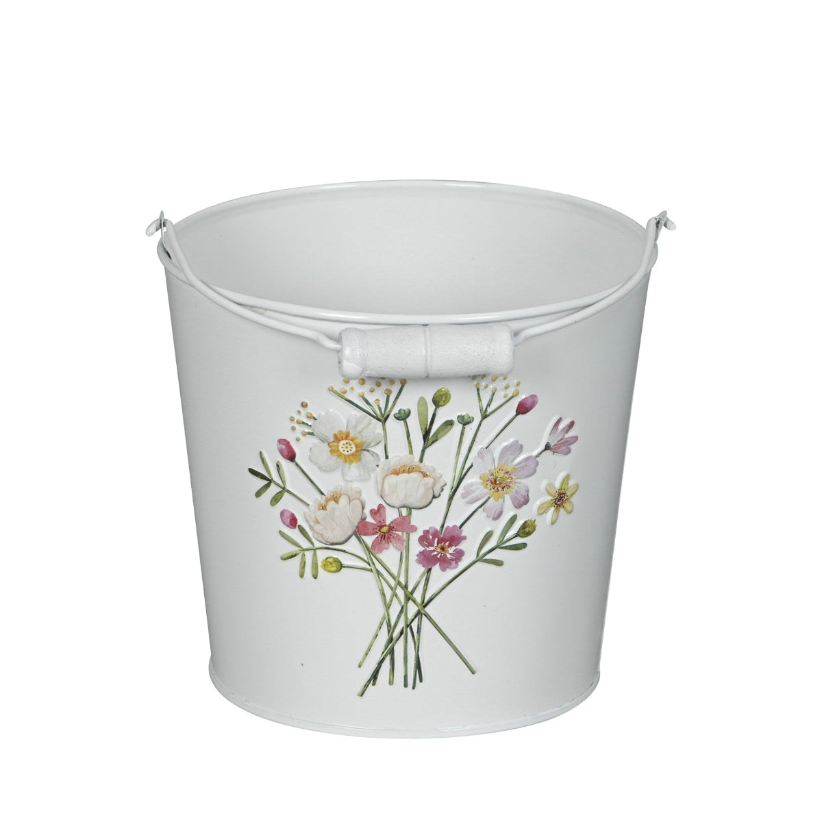 Metall-Eimer mit Henkel Ø15/17/19cm H13/15/17cm "Blumen bunt" Vintage für Pflanzen & Wohnaccessoires Blumentopf Aufbewahrung Deko 3Größen wählbar